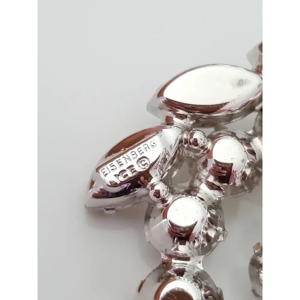 Vintage Eisenberg Ice Clear Crystal Rhinestone Brooch